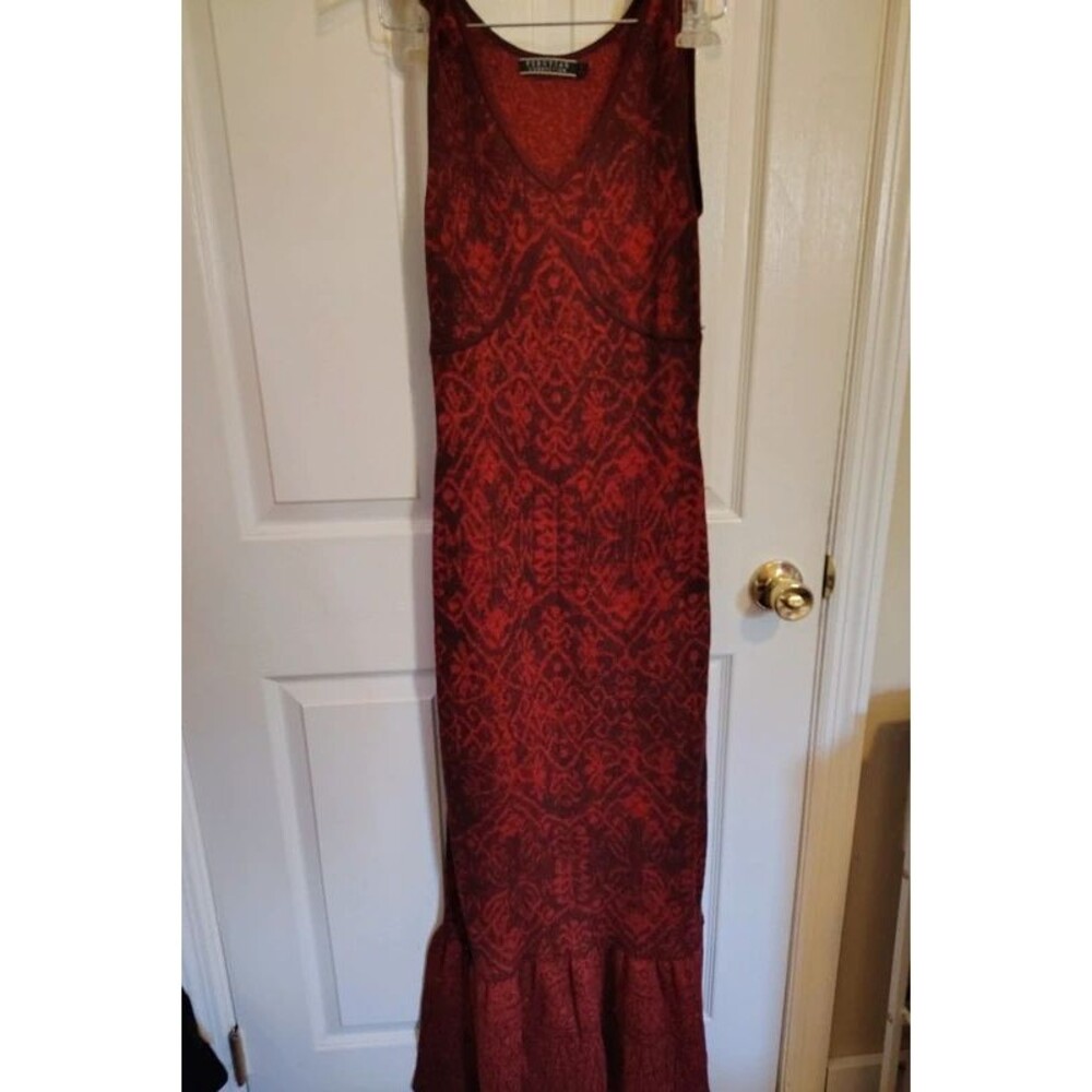 Peruvian Connection Women's M Collection Red   V-Neck Sleeveless Mermaid Dress - Picture 5 of 14